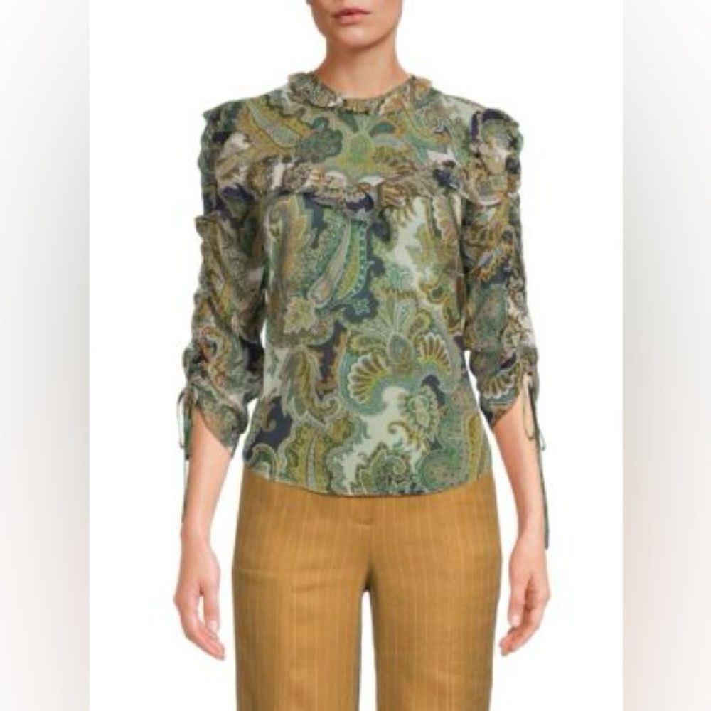 Veronica Beard NWOT Howell Floral Paisley Ruffle Silk blouse - 2